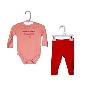 Carter’s Baby Girl Grandma’s Favorite Bodysuit & Leggings Set Pink 12 Months